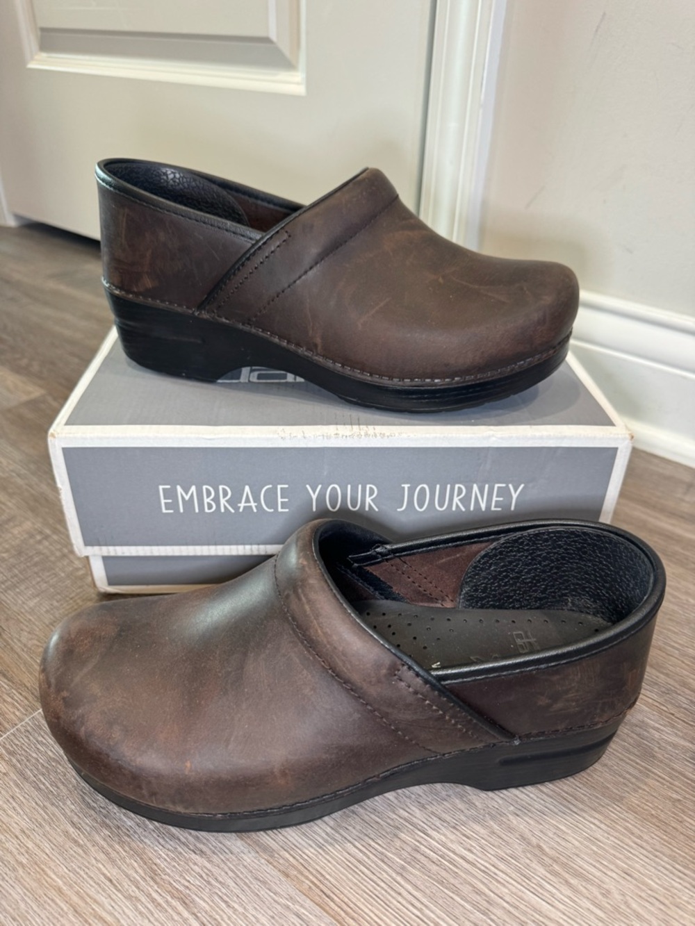 Dansko Wide Professional Antique Brown Oiled Leather Clogs